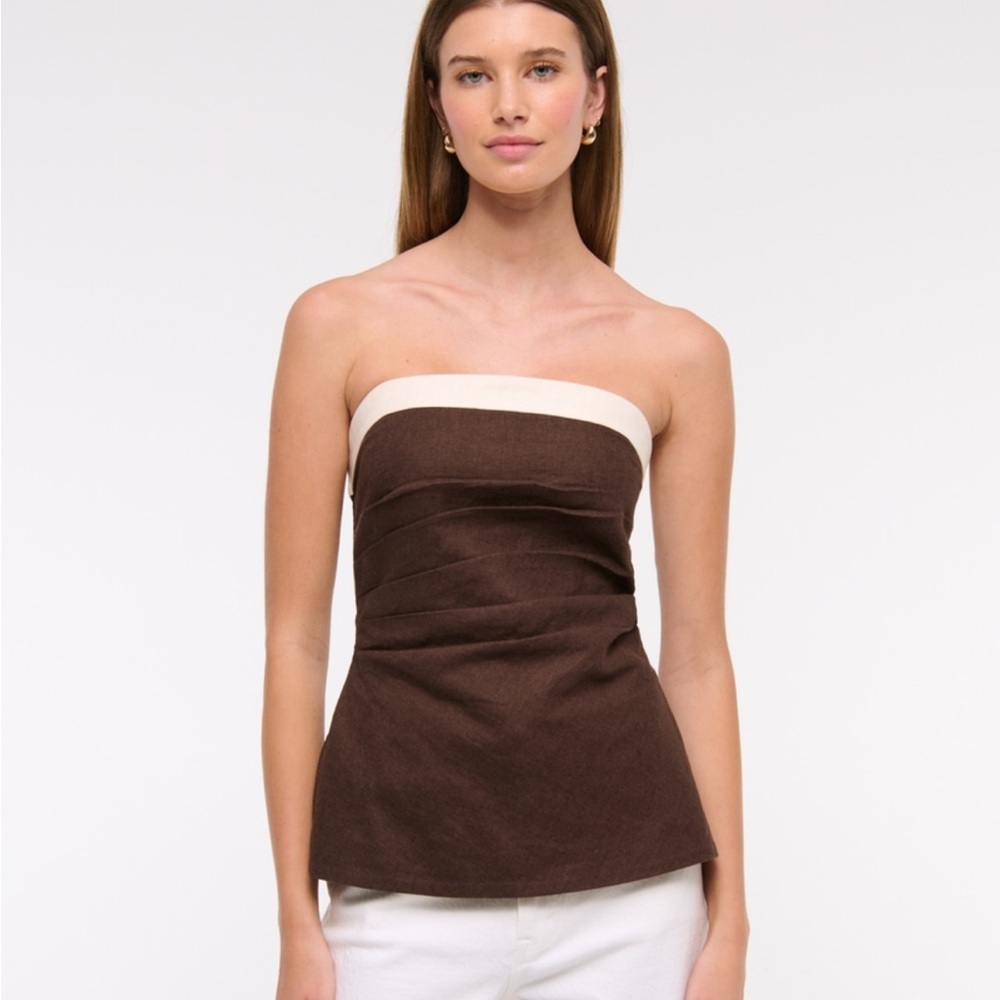 Elegant Brown Strapless Top